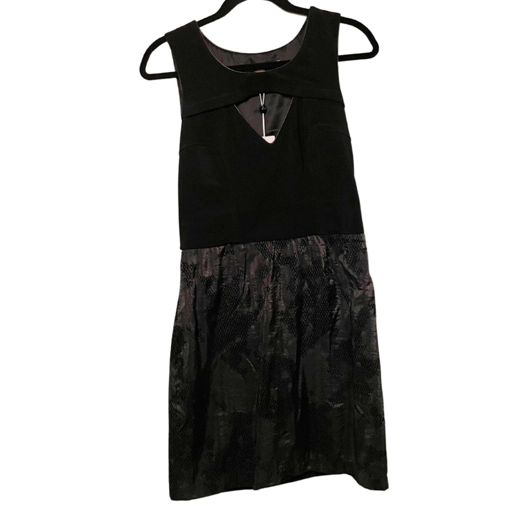 Women’s Walter Baker Black/Grey Flocking & Ottoman Sleeveless Mini Dress NWT 10